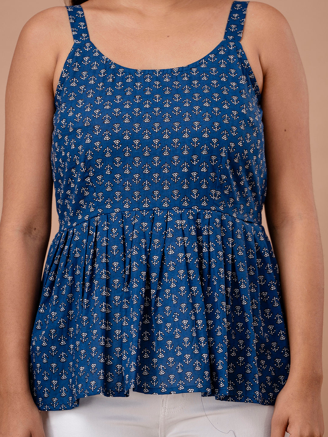 Floral Print Cotton Peplum Top