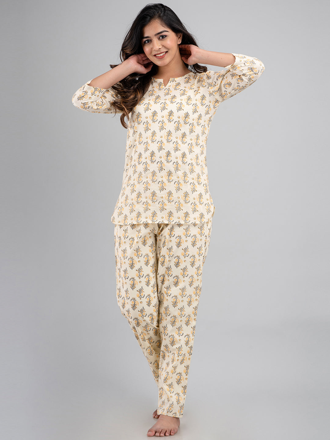 Floral Printed Pure Cotton Night Suits FRLW9021