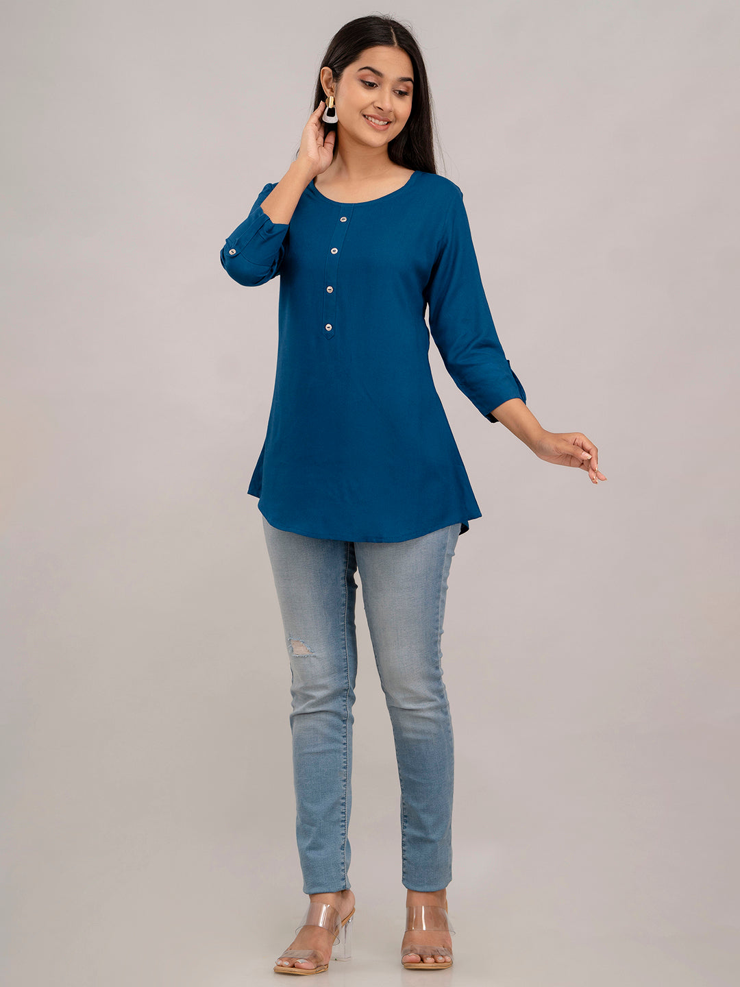 Feranoid Plain short kurti Rayon Sia FRKT6396