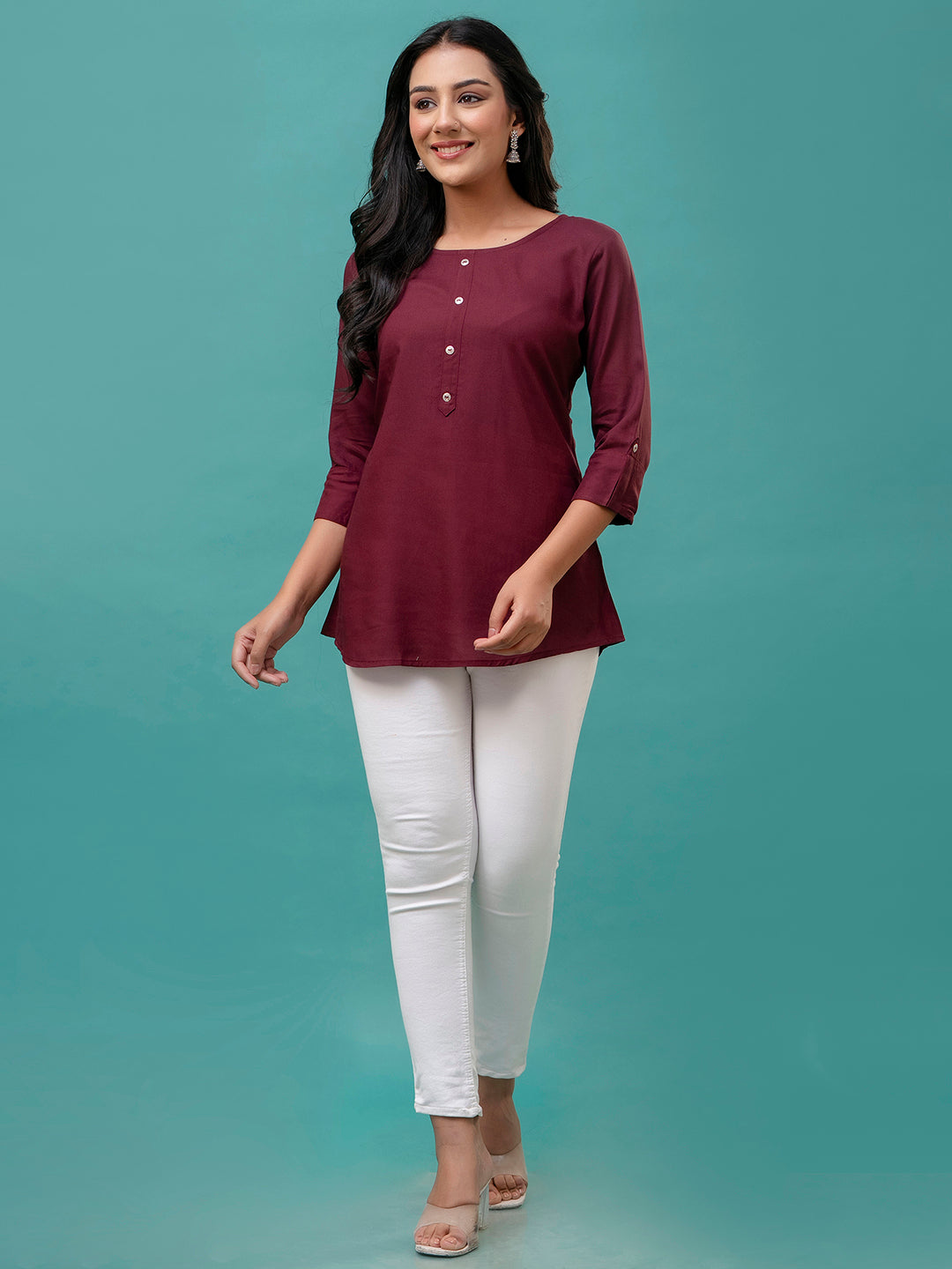 Feranoid Plain short kurti Rayon Sia FRKT6395