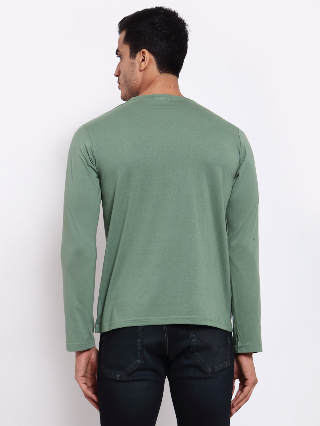 Plain Light Green Full Sleeves T-Shirt