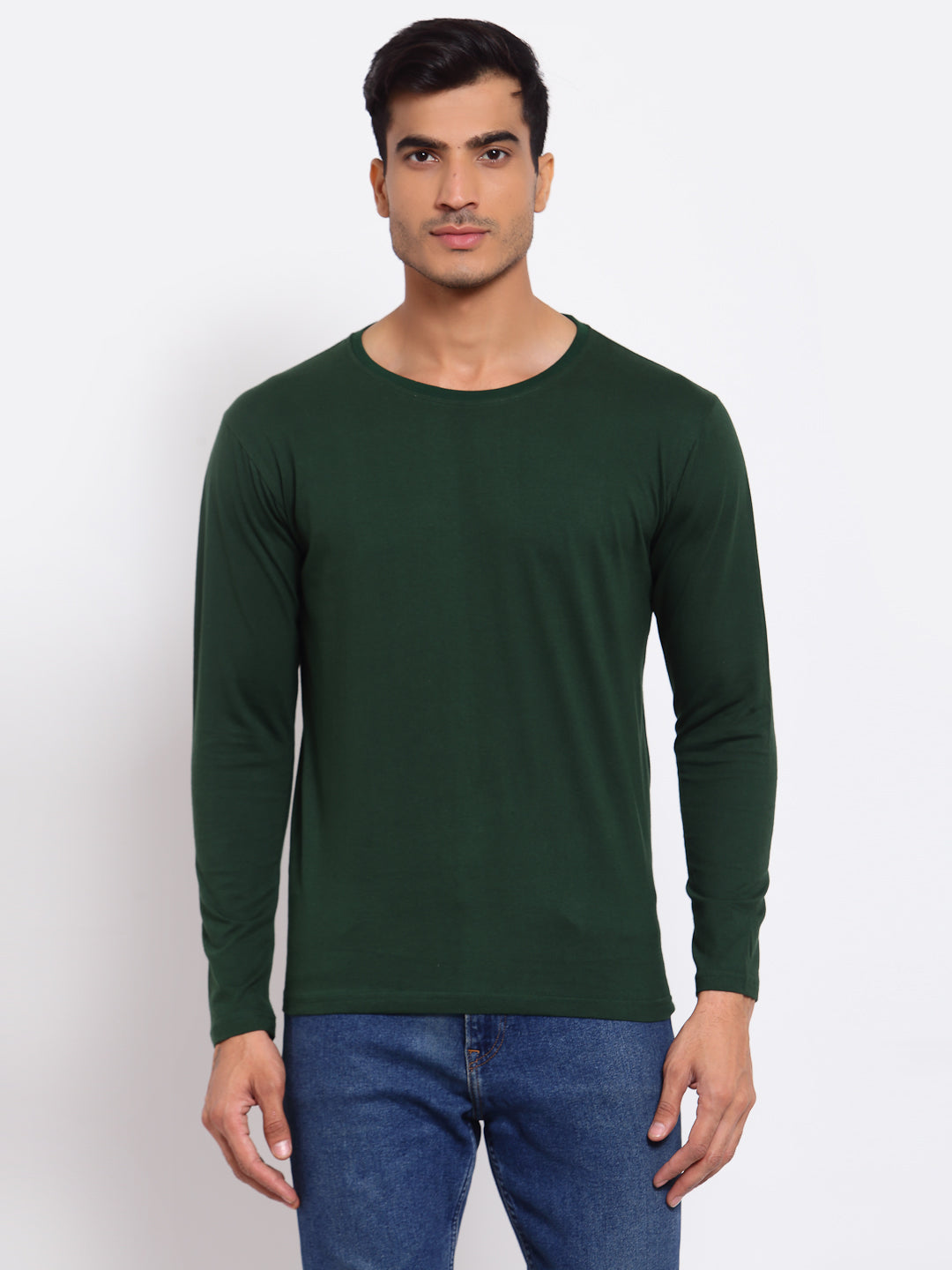 Plain Green Full Sleeves T-Shirt