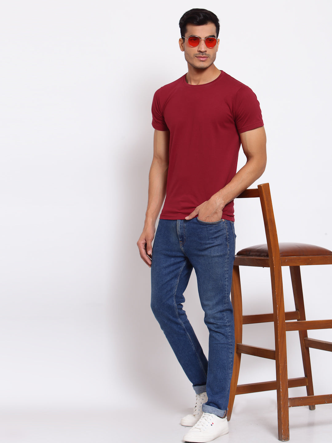 Plain Maroon Half Sleeves T-Shirt