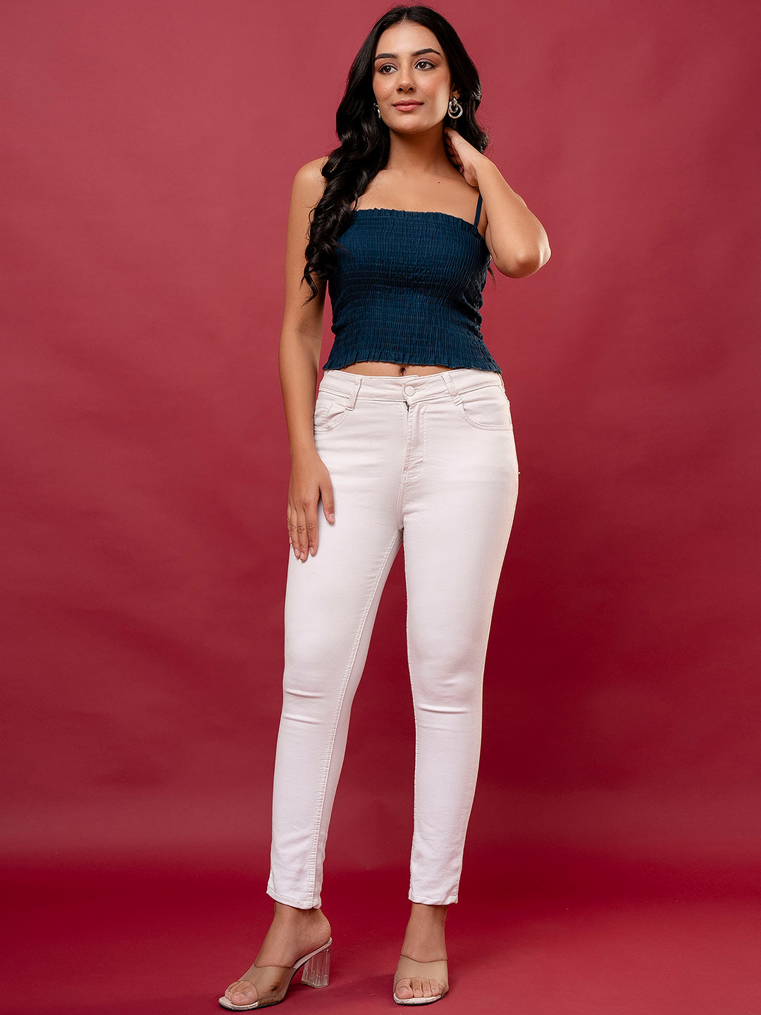 Feranoid Crop Top Rayon Sia Smoked SLEEVELESS FRKT6376