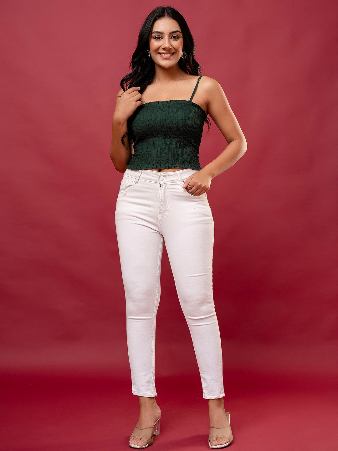 Feranoid Crop Top Rayon Sia Smoked SLEEVELESS FRKT6378