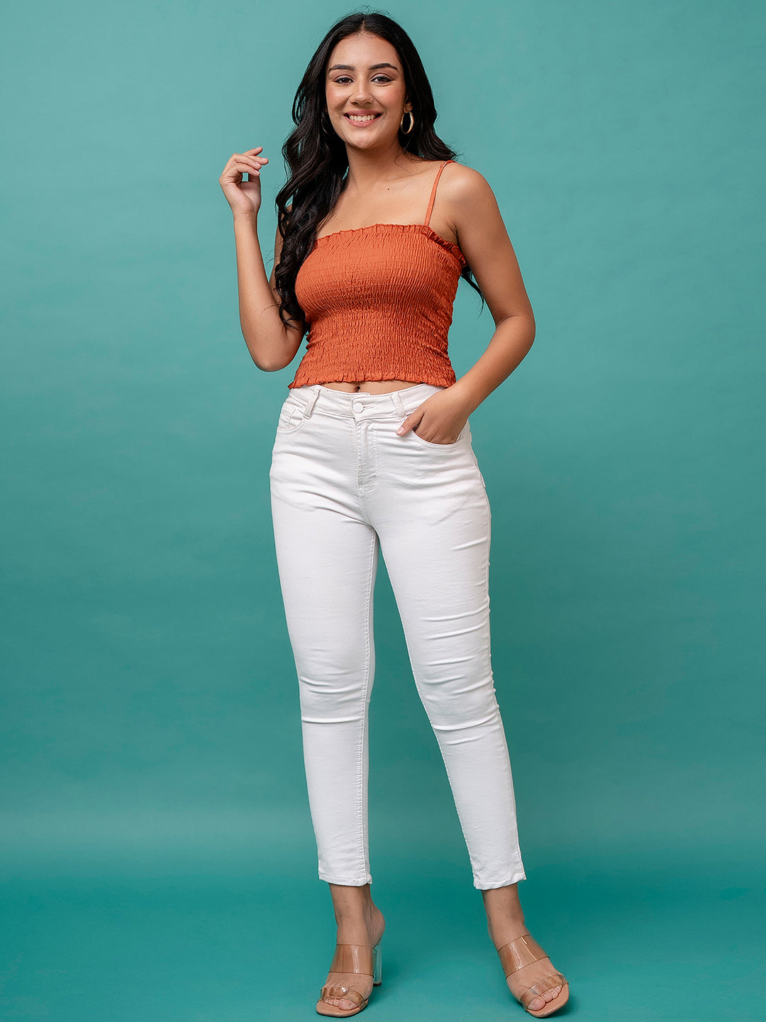 Feranoid Crop Top Rayon Sia Smoked SLEEVELESS FRKT6379