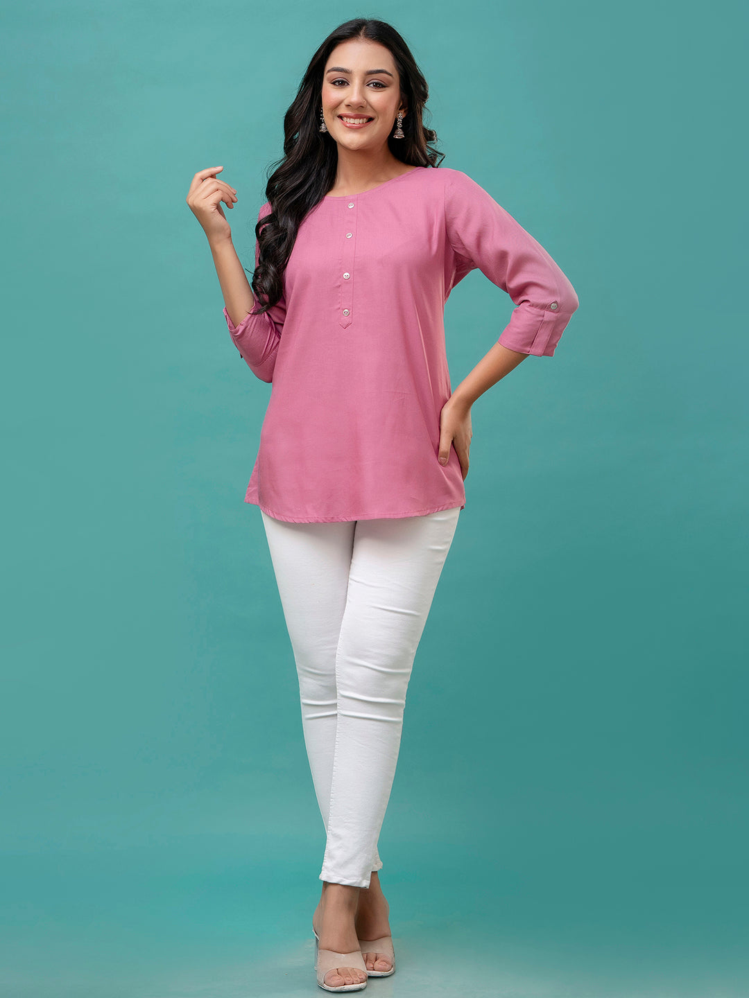 Feranoid Plain short kurti Rayon Sia FRKT6392