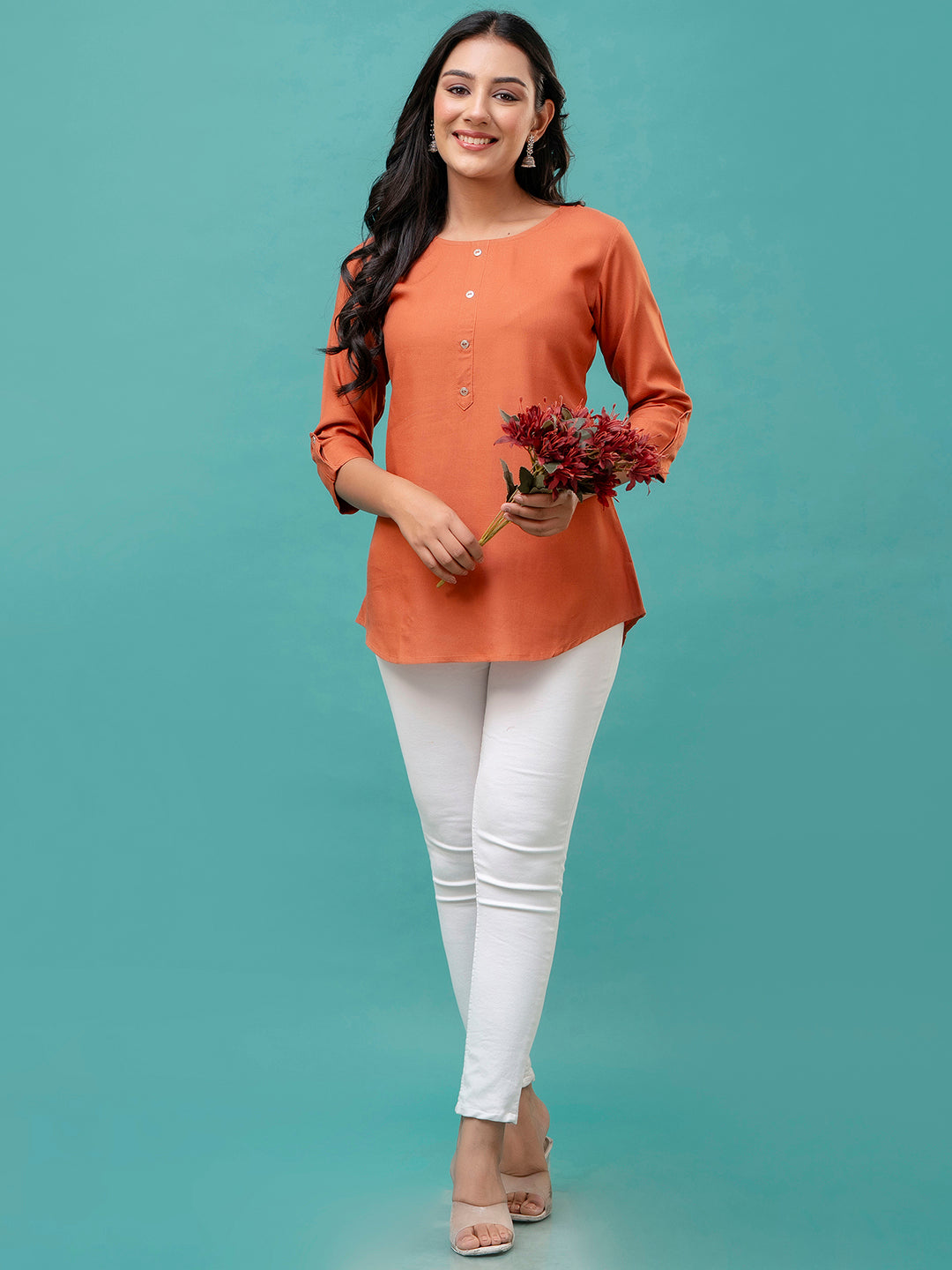 Feranoid Plain short kurti Rayon Sia FRKT6393