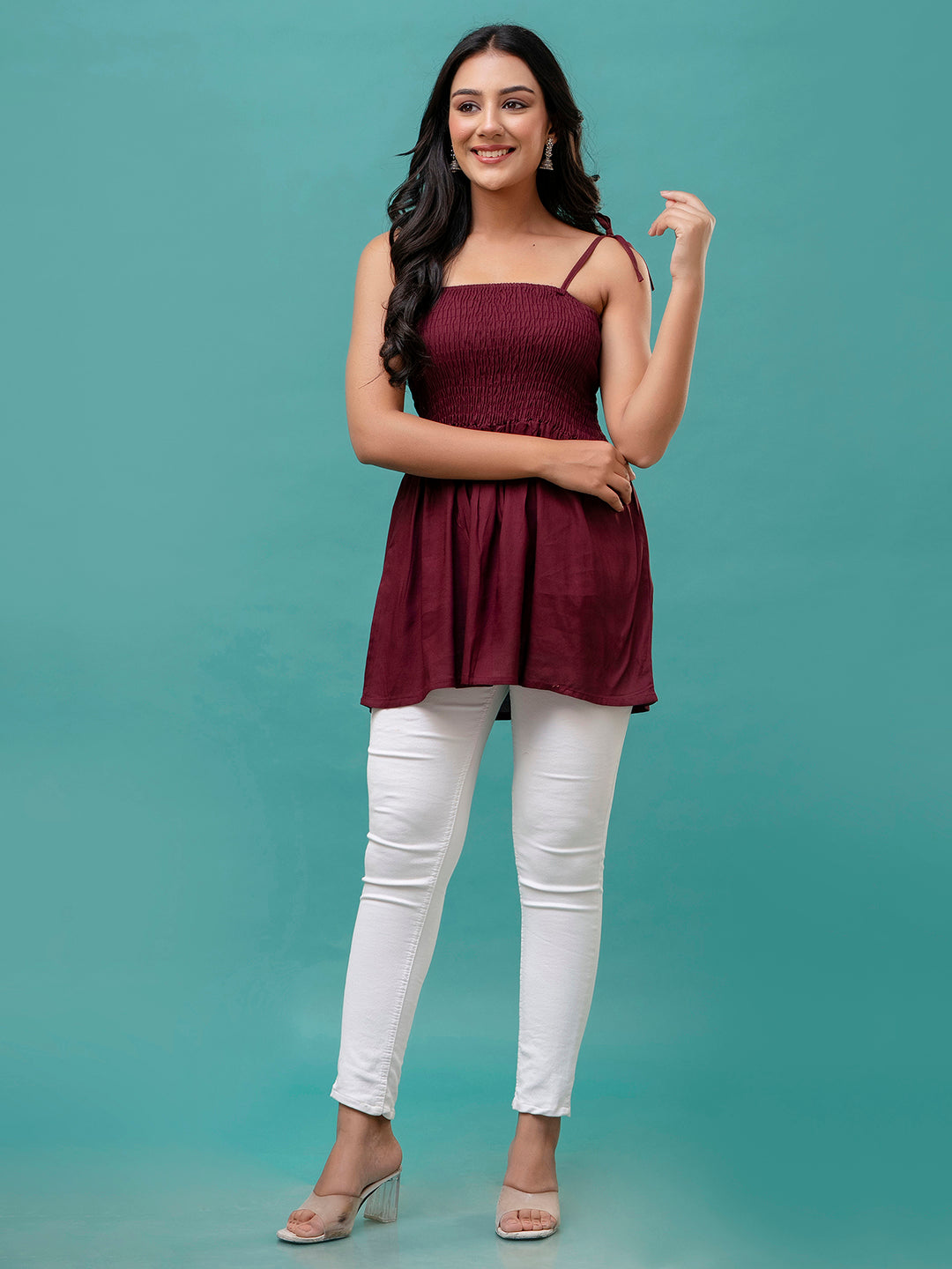 Feranoid Smocking Long top Rayon FRKT6366