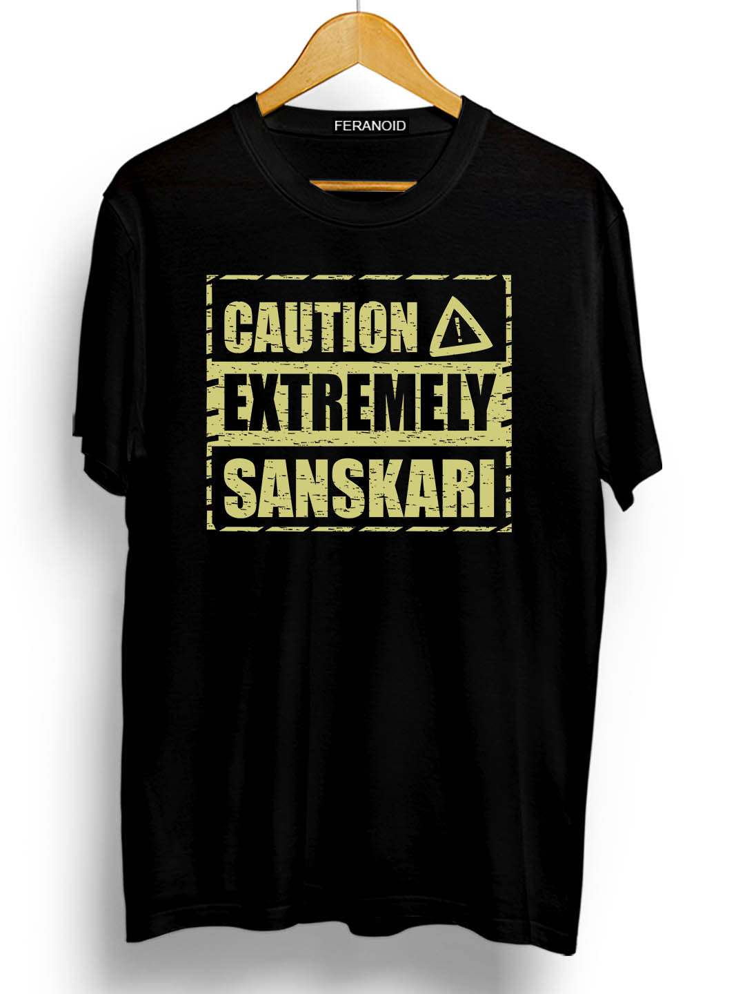 Caution Extremely Sanskari Black T-Shirt
