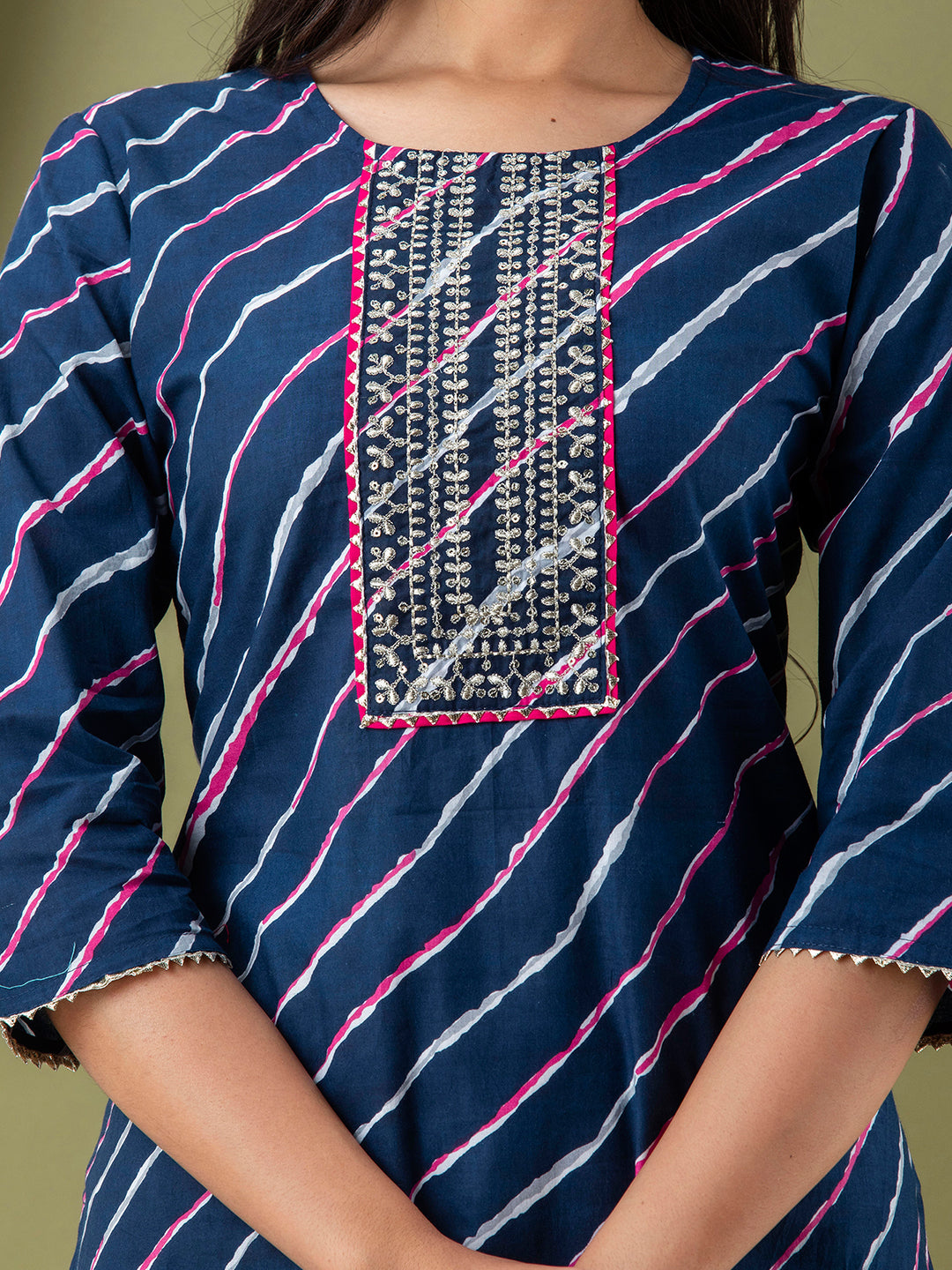 Leheriya Printed Thread Work Kurta FRKT6169