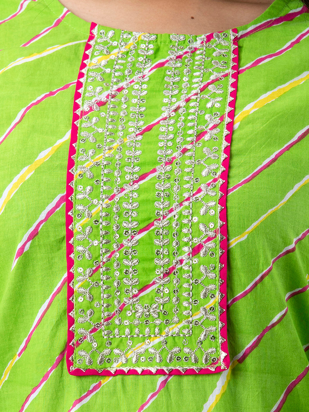 Leheriya Printed Thread Work Kurta FRKT6170