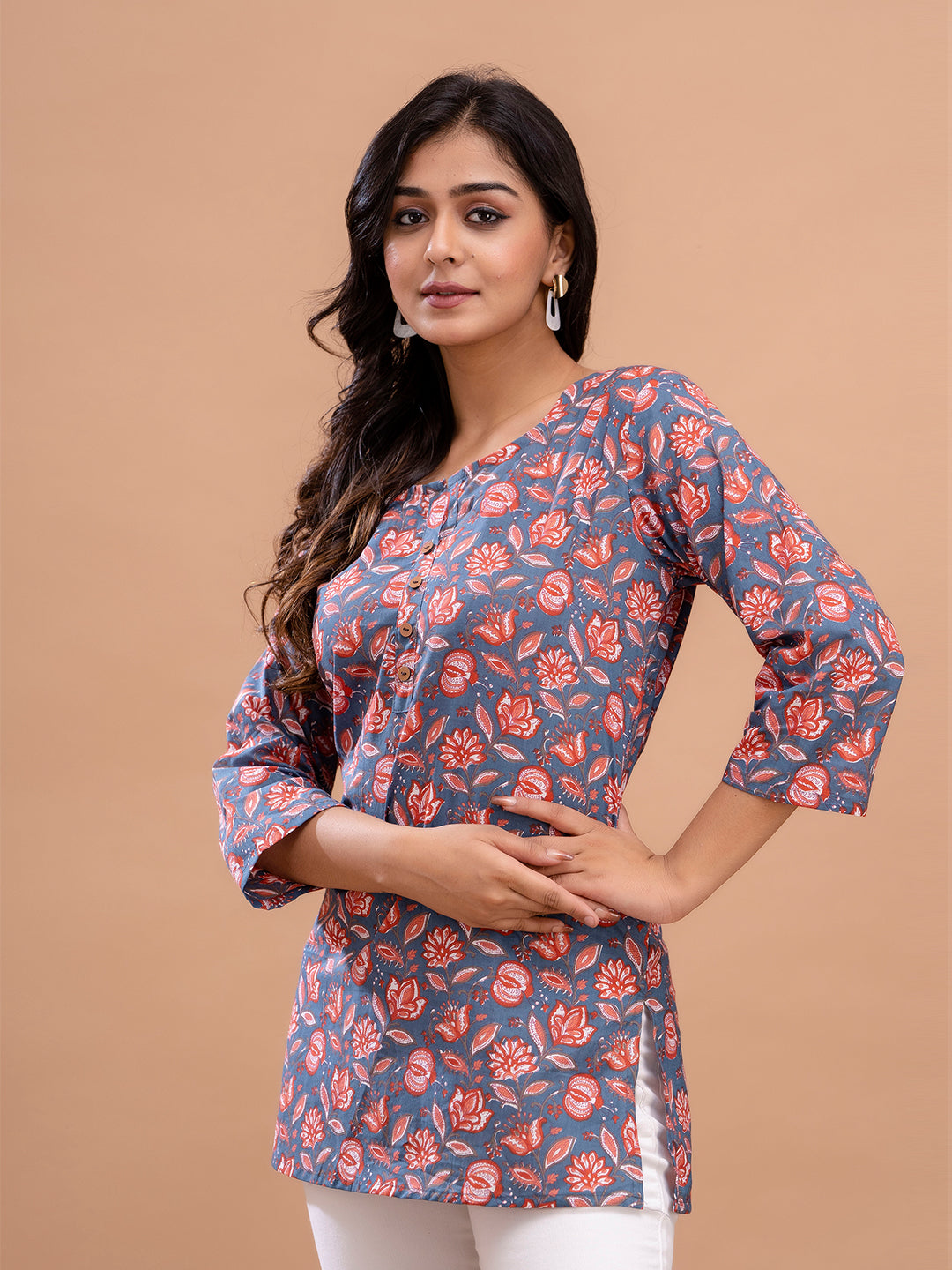 Floral Printed Pure Cotton Kurti FRKT6202