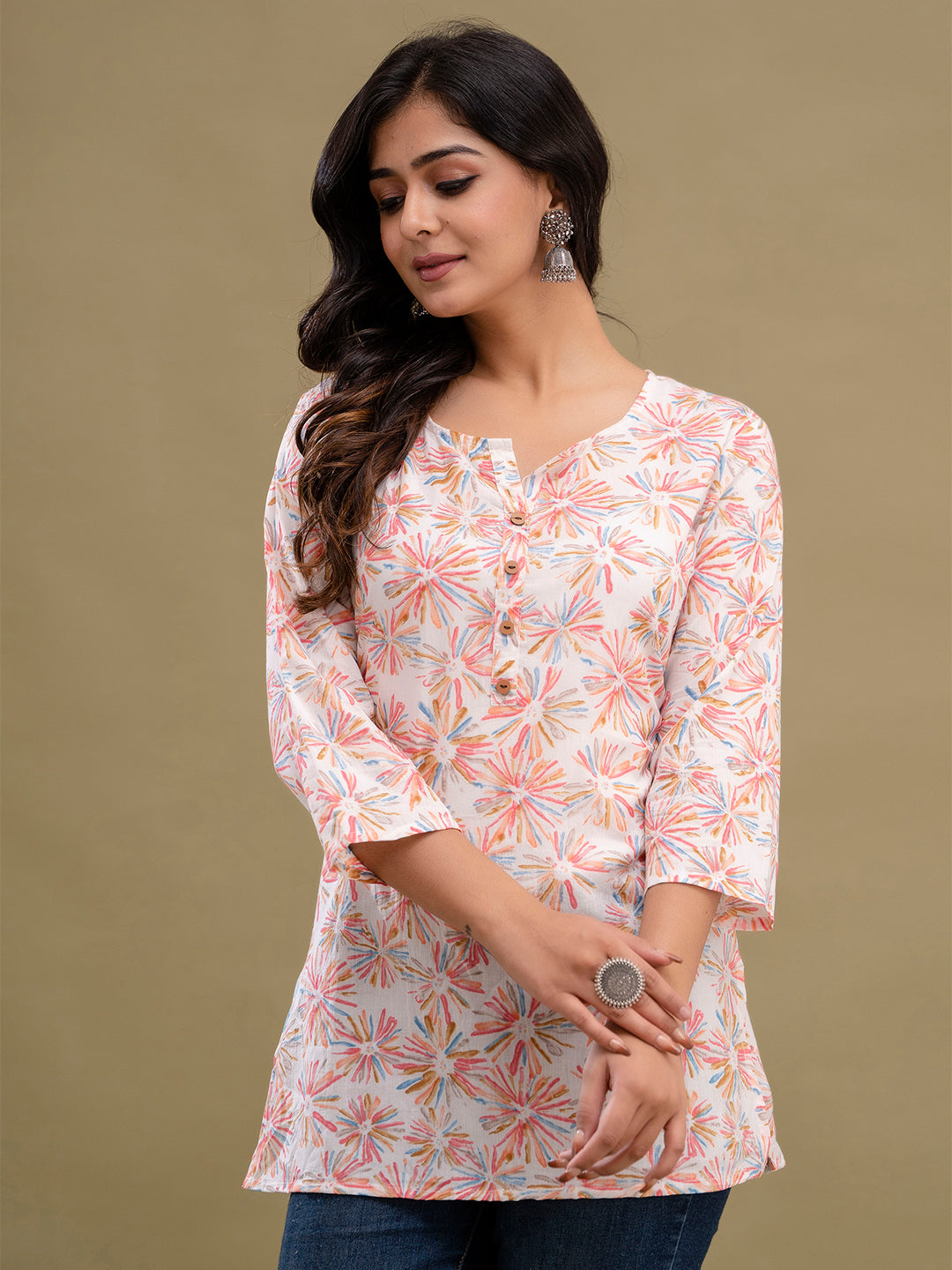 Floral Printed Pure Cotton Kurti FRKT6200
