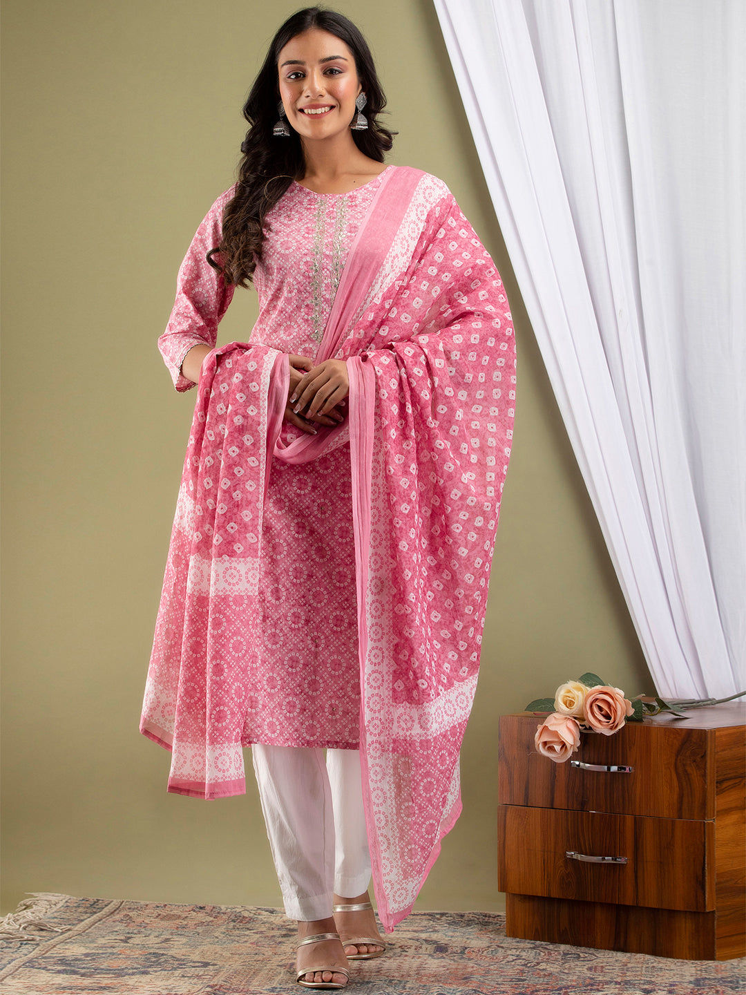 Women Kurta Pant Dupatta Set FRKT6736