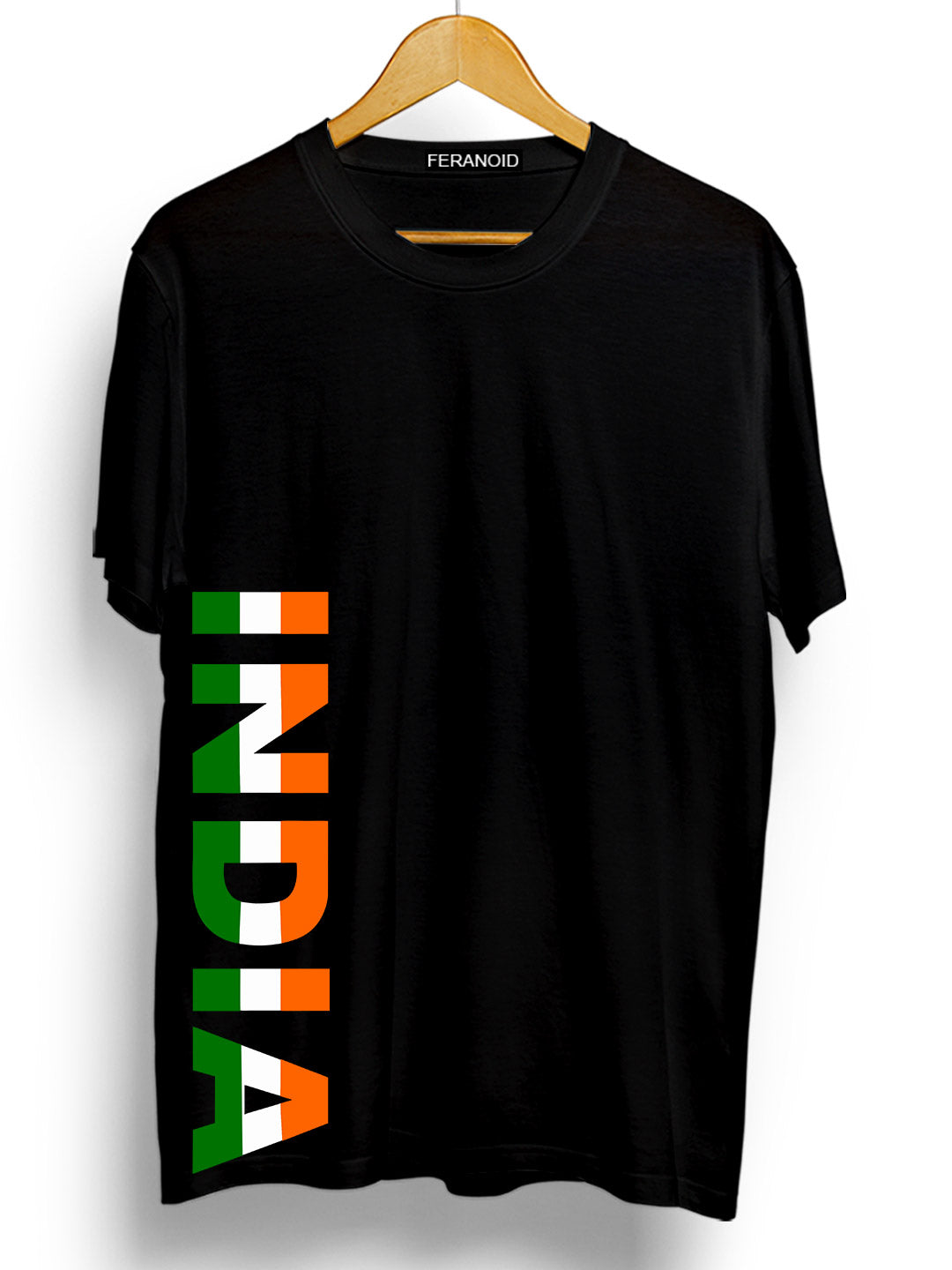 India Side Print Black T-Shirt