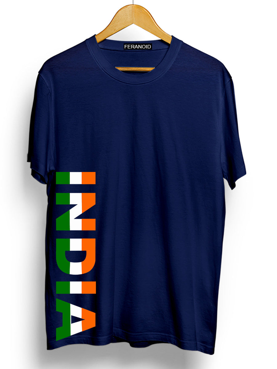 India Side Print Blue T-Shirt