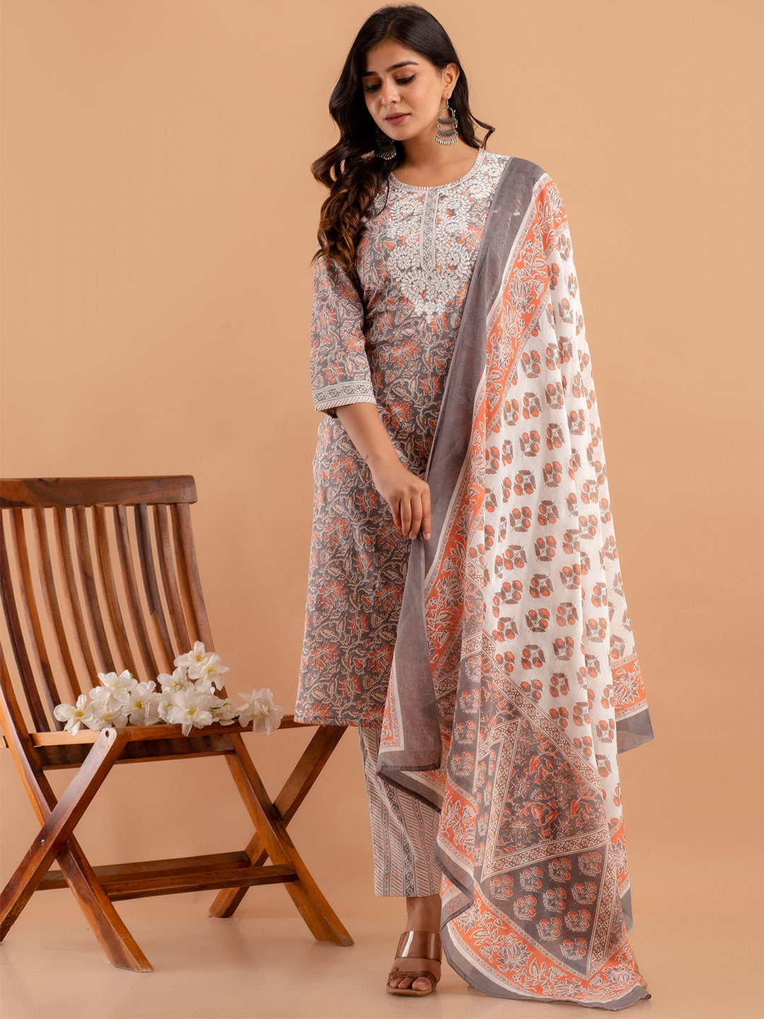 Women Kurta Pant Dupatta Set FRKT6739