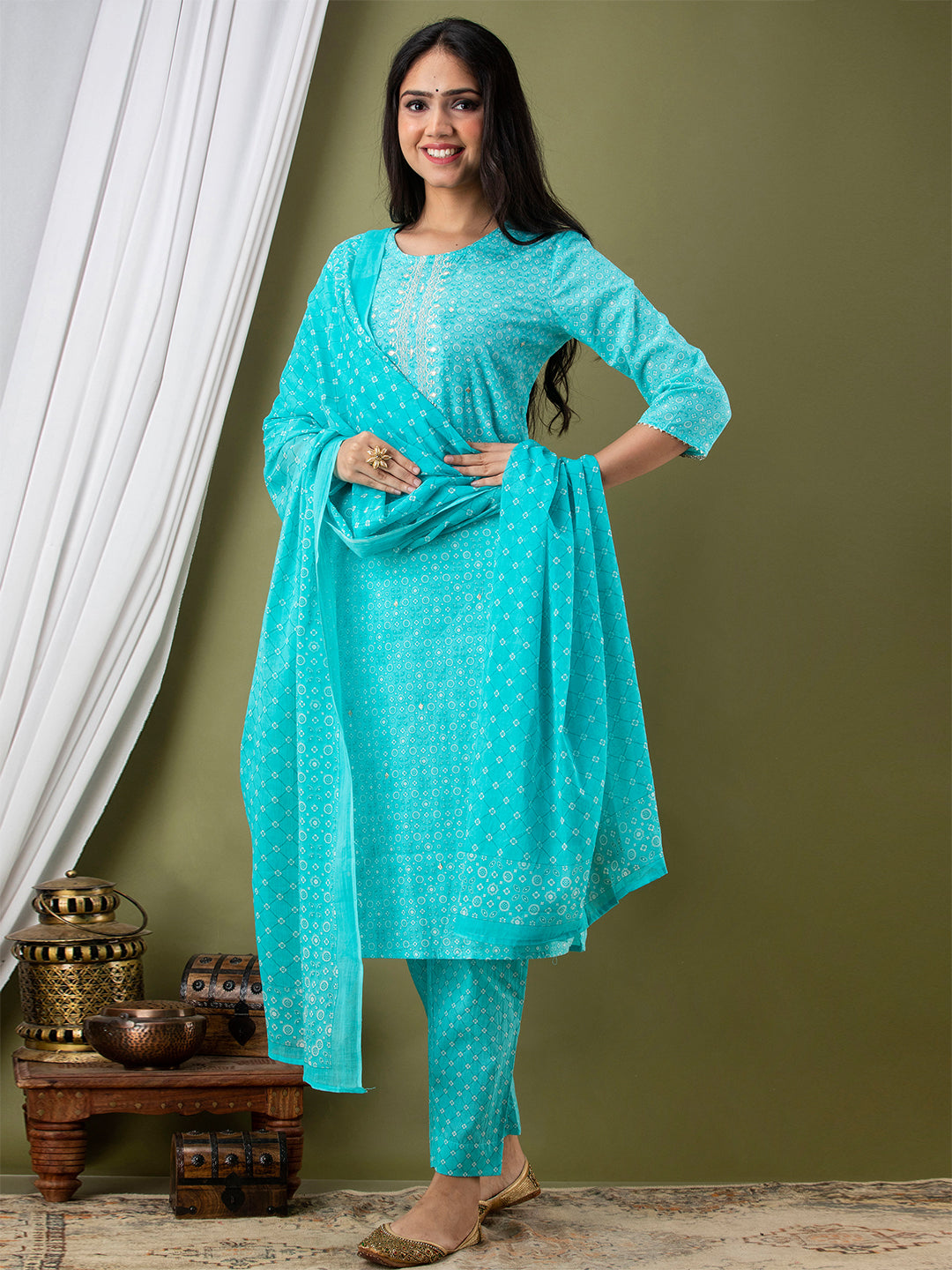 Women Kurta Pant Dupatta Set FRKT6731