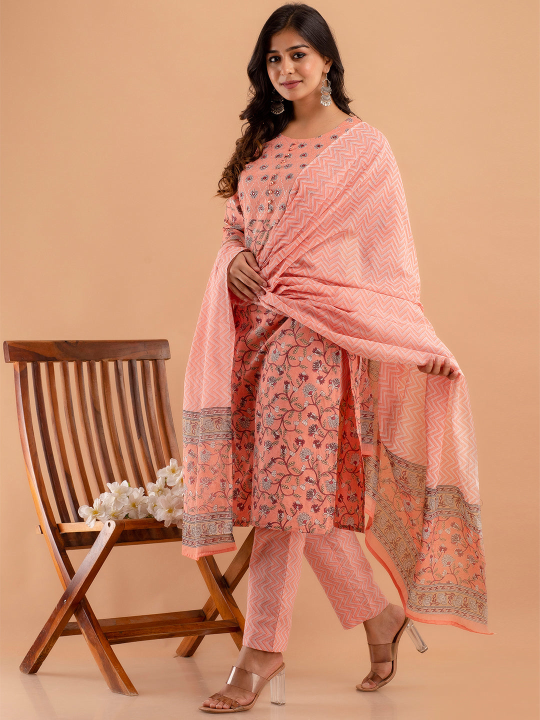 Women Kurta Pant Dupatta Set FRKT6740