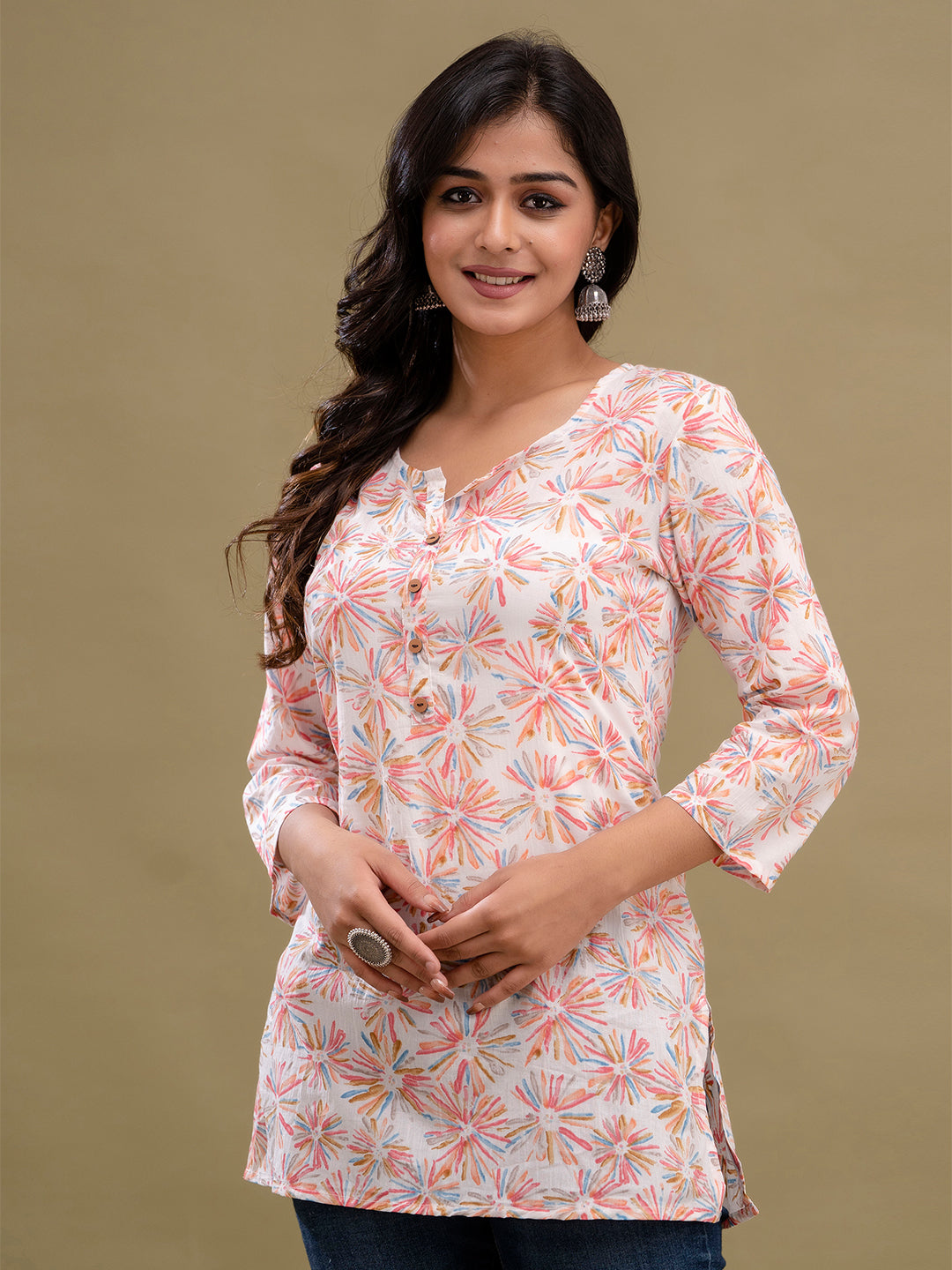 Floral Printed Pure Cotton Kurti FRKT6200