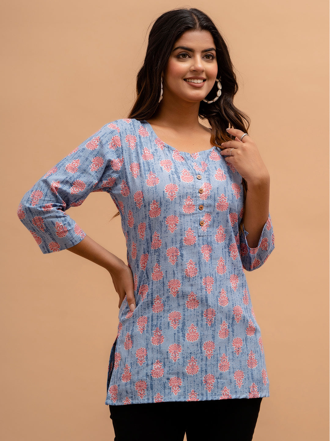 Floral Printed Pure Cotton Kurti FRKT6210