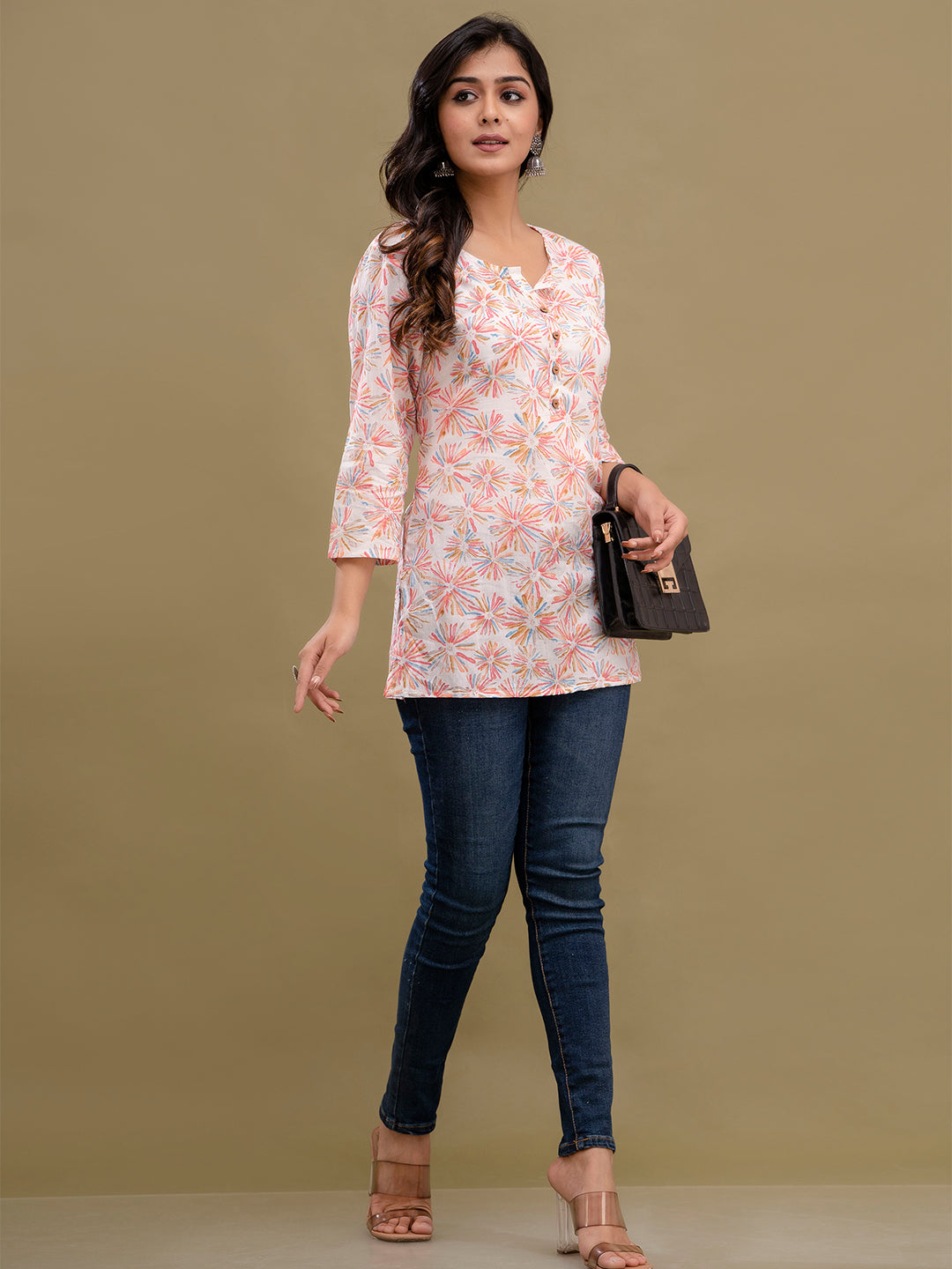 Floral Printed Pure Cotton Kurti FRKT6200