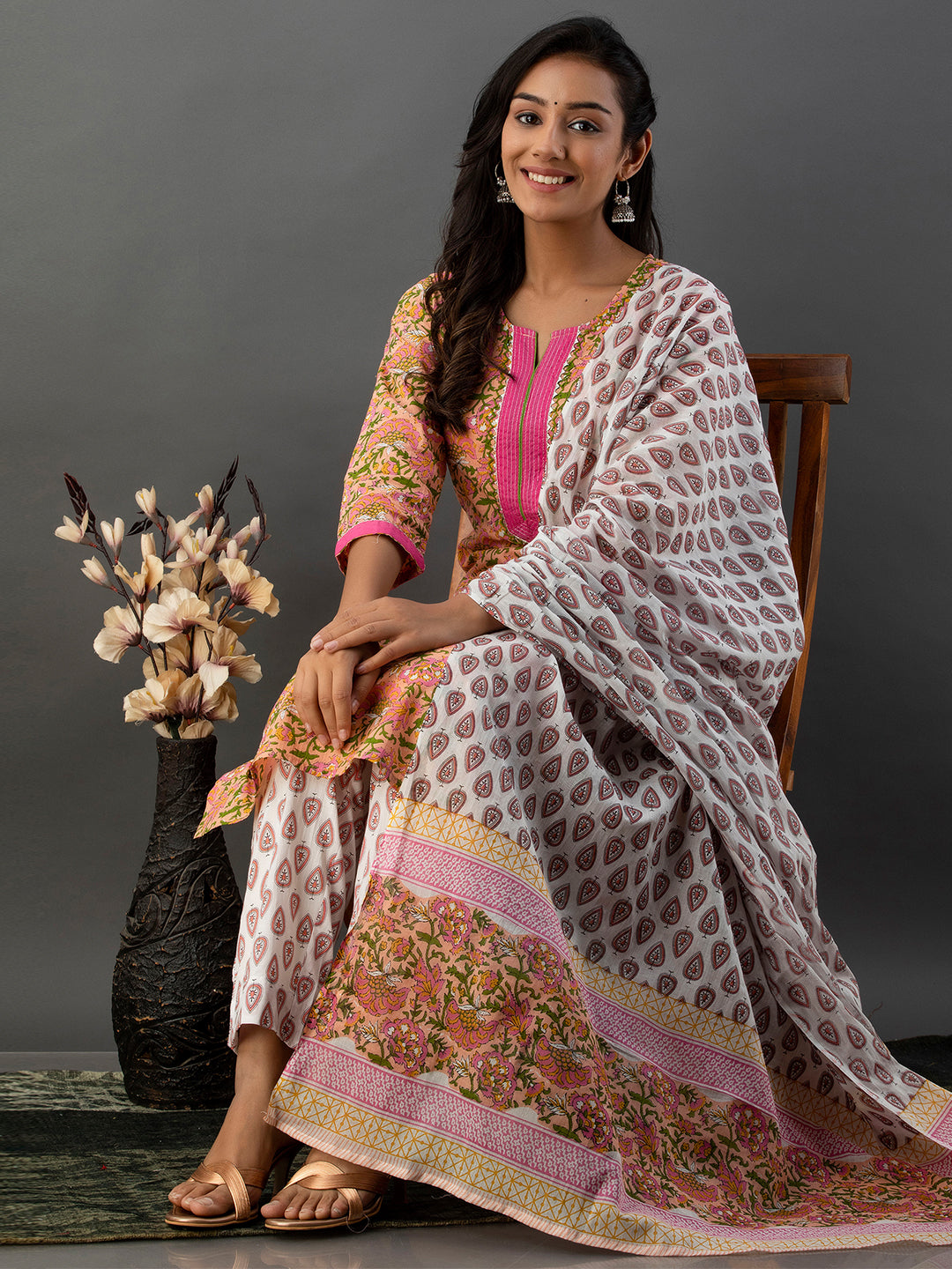 Women Kurta Pant Dupatta Set FRKT6726