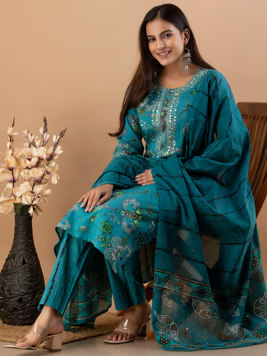 Women Kurta Pant Dupatta Set FRKT6741