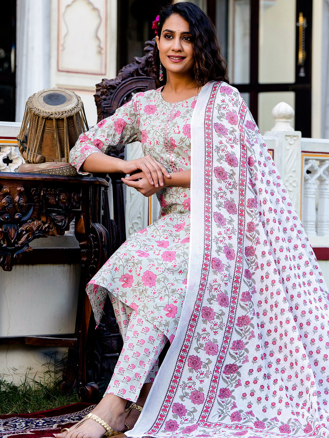 Women Kurta Pant Dupatta Set FRKT6733