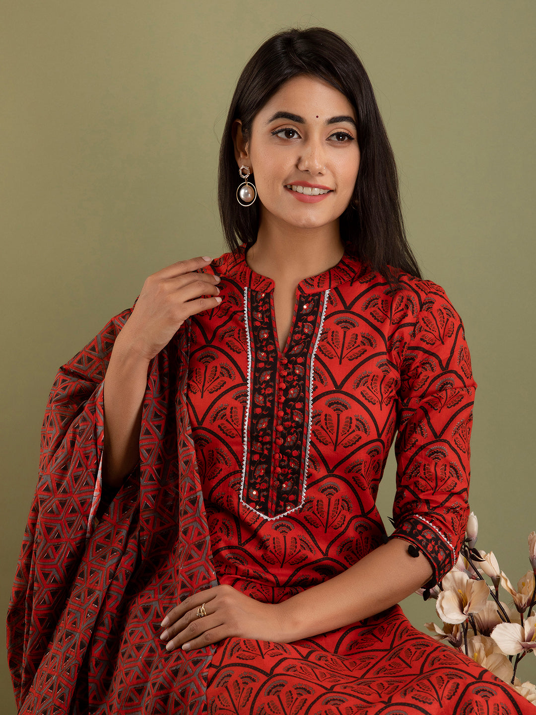 Women Kurta Pant Dupatta Set FRKT6727