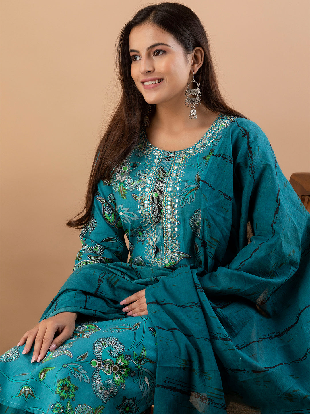 Women Kurta Pant Dupatta Set FRKT6741