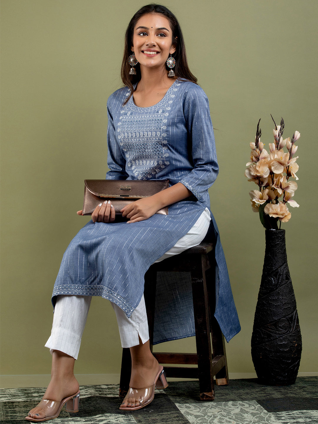 Women Kurta Pant Dupatta Set FRKT6743