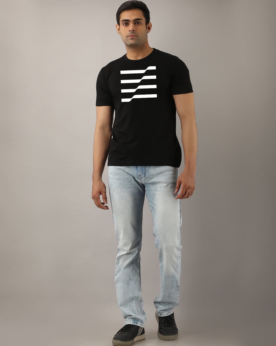WAVELINES BlACK Half Sleeve T-shirt