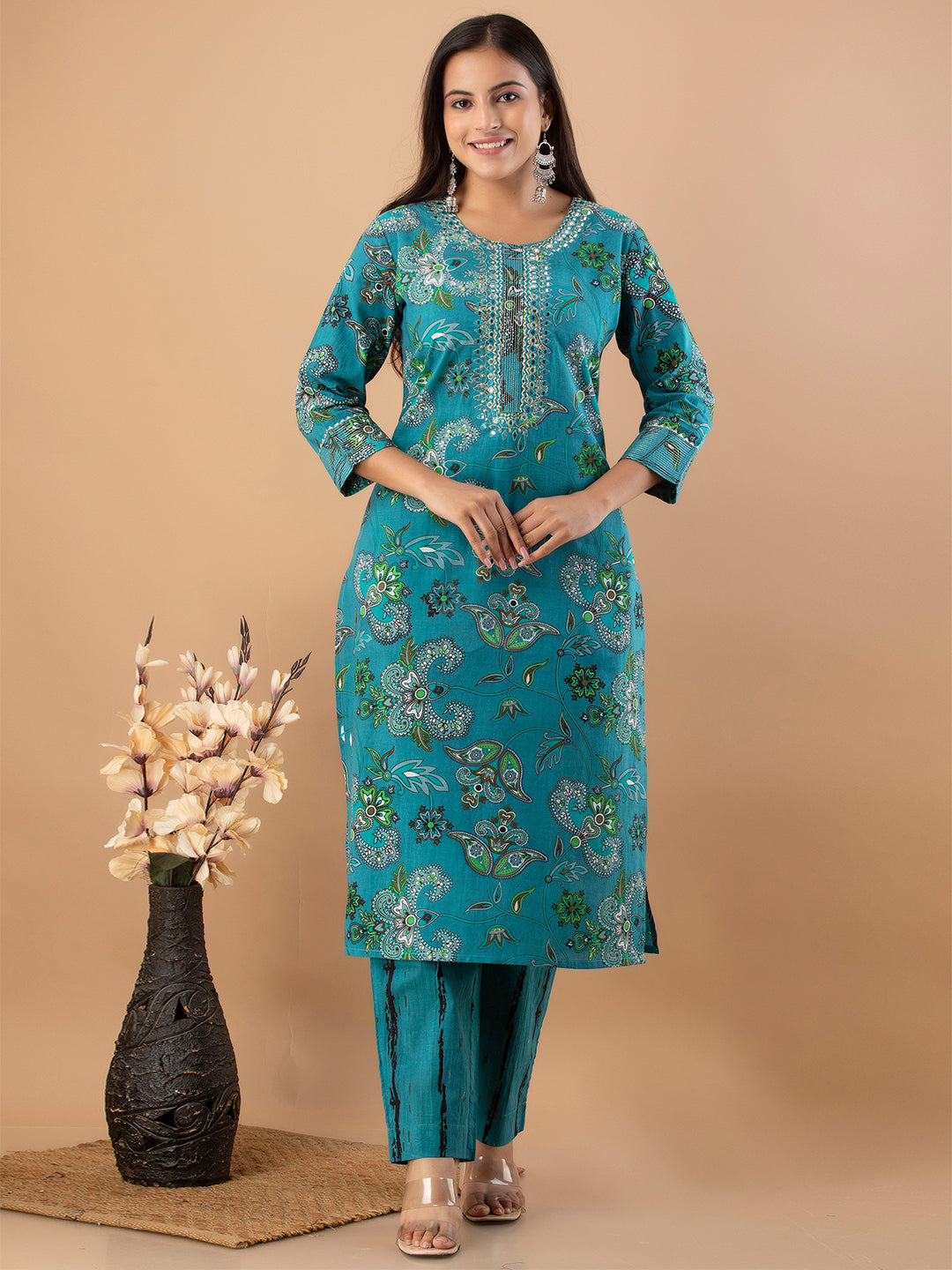 Women Kurta Pant Dupatta Set FRKT6741