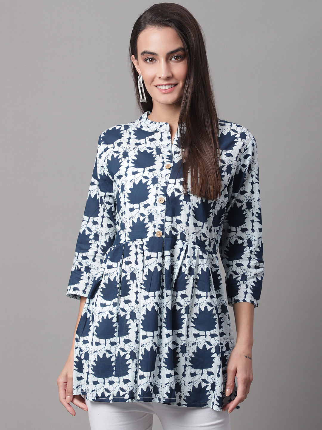 Women Flared White Designer Short Kurti