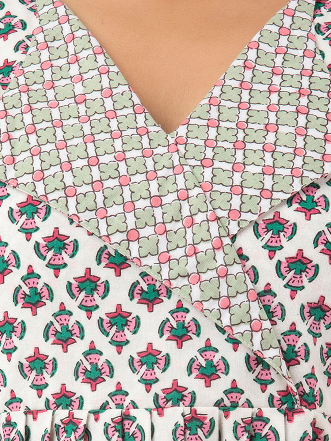 Women Collared Pattern Printed Flared Kurti