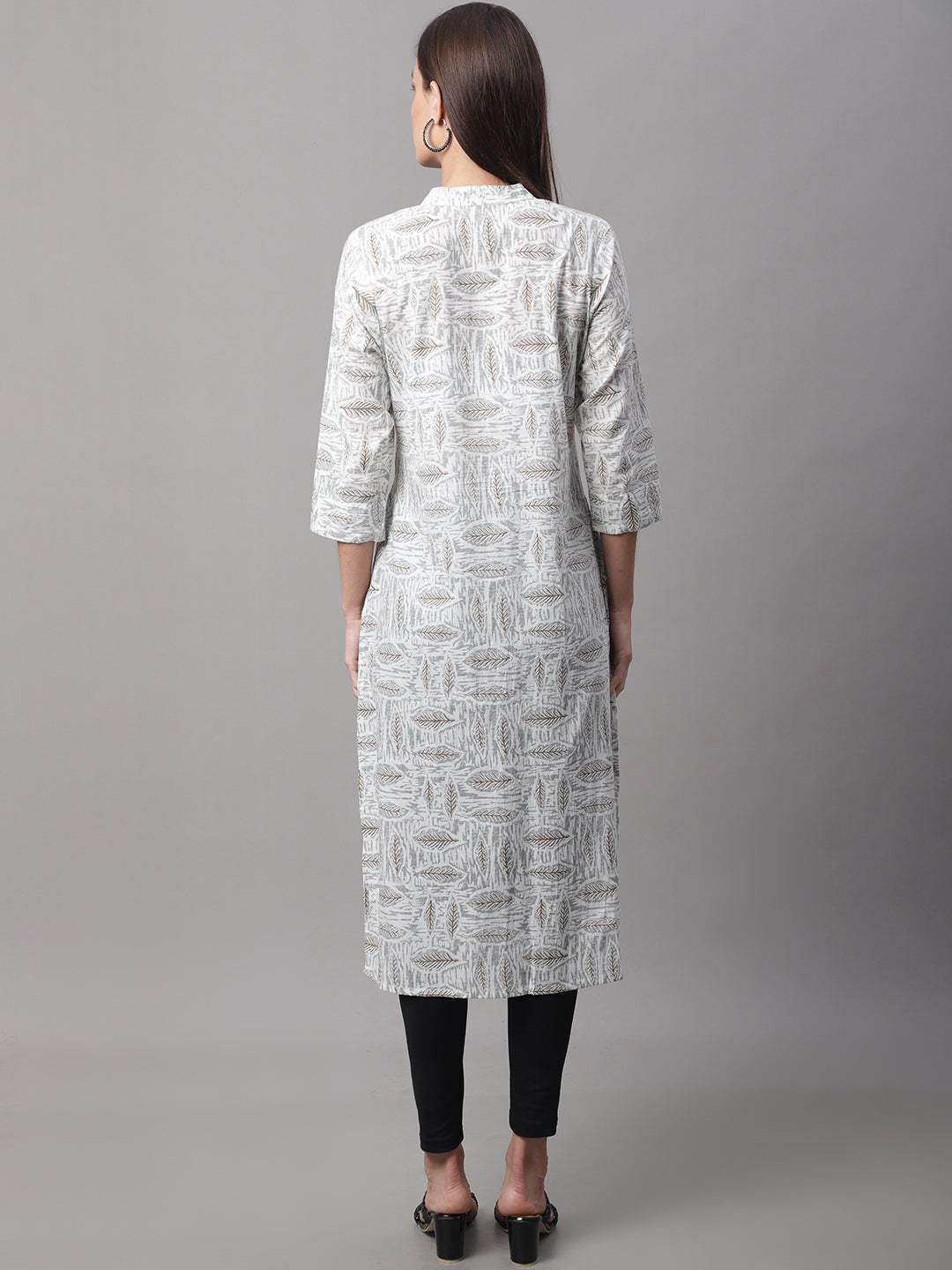 Women White Printed Straight Fit Kurti