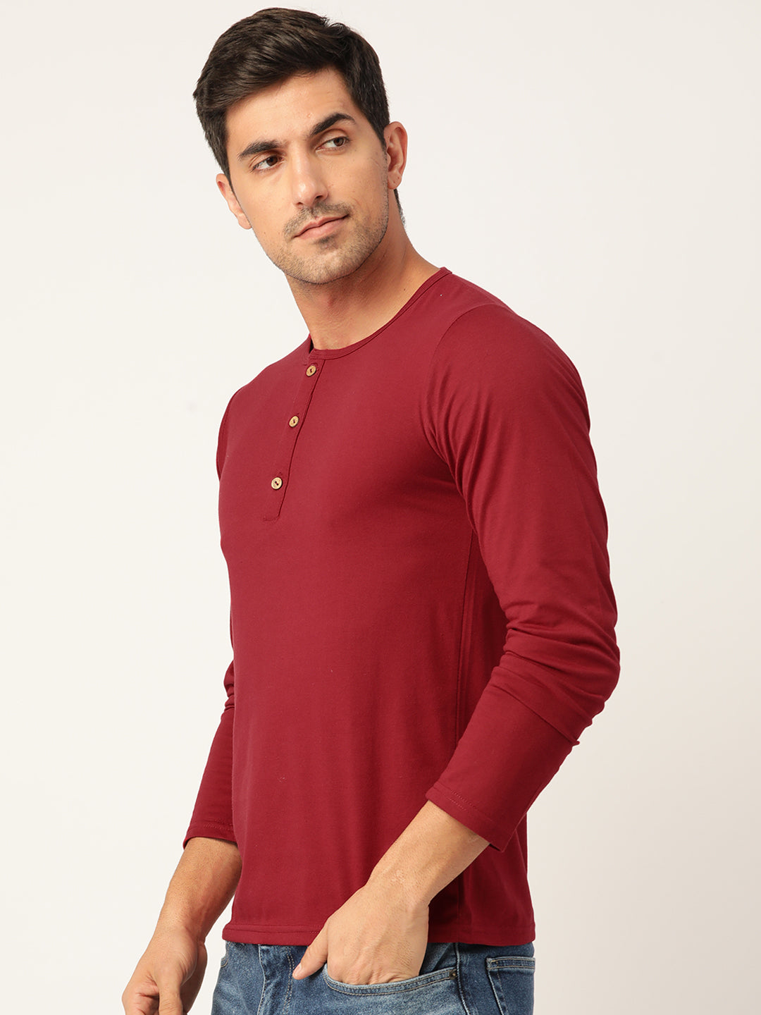 PLAIN MAROON FULL SLEEVE HENLEY