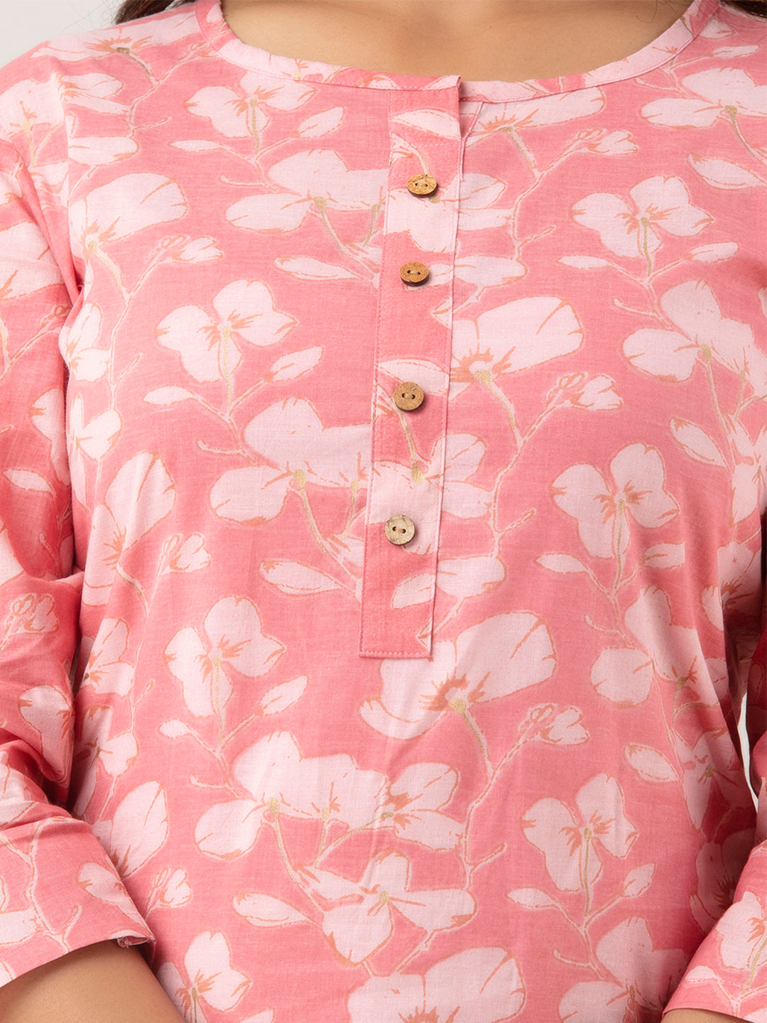 Women Printed Pink Straight Fit Short Tunic