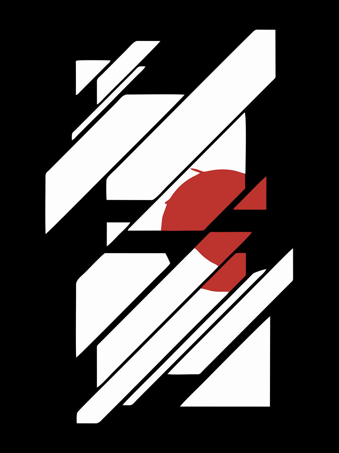 Abstract Red Sun Black Half Sleeve T-Shirt