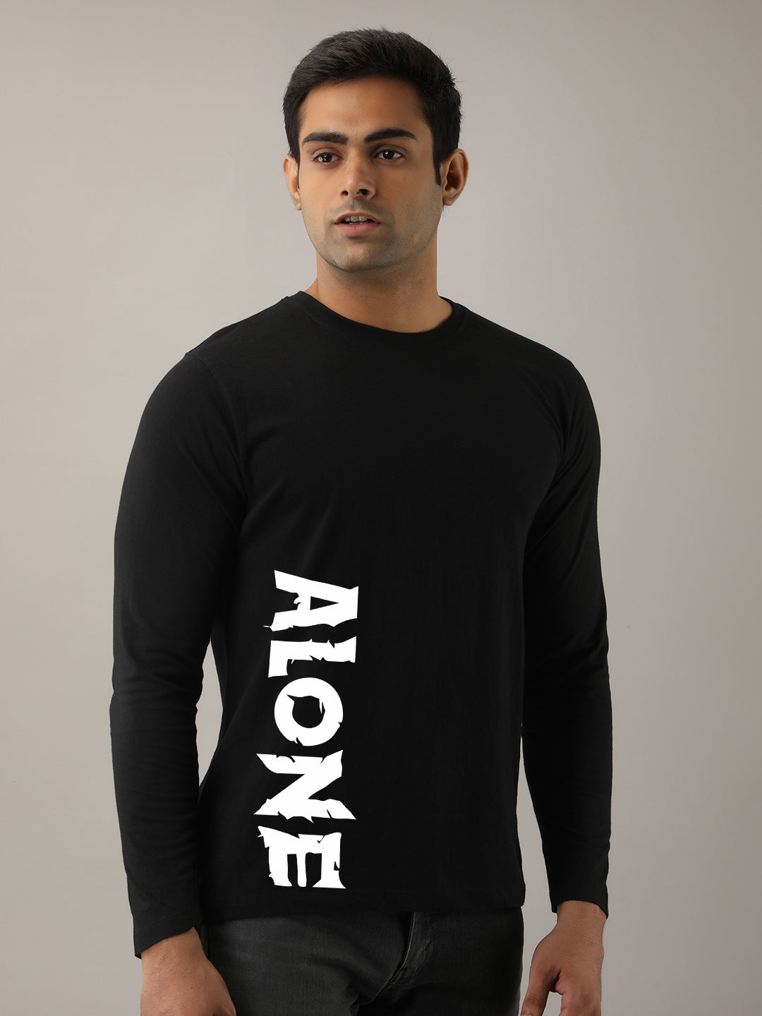 Alone Brown Full Sleeves T-Shirt