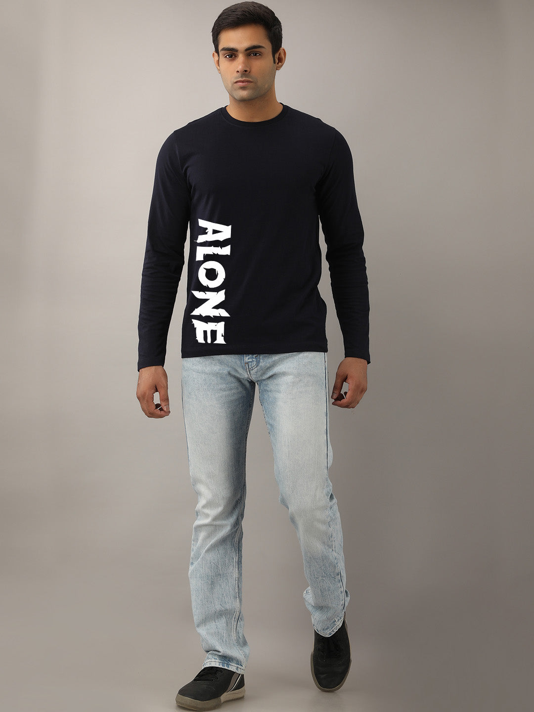 Alone Brown Full Sleeves T-Shirt