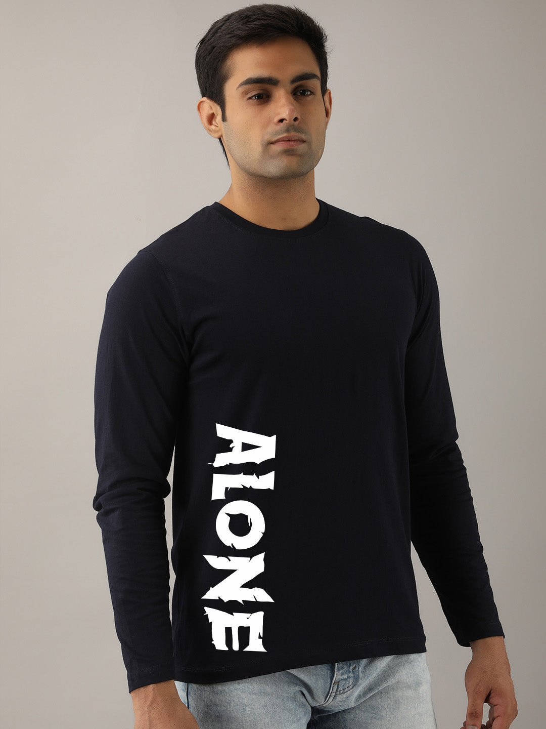 Alone Brown Full Sleeves T-Shirt