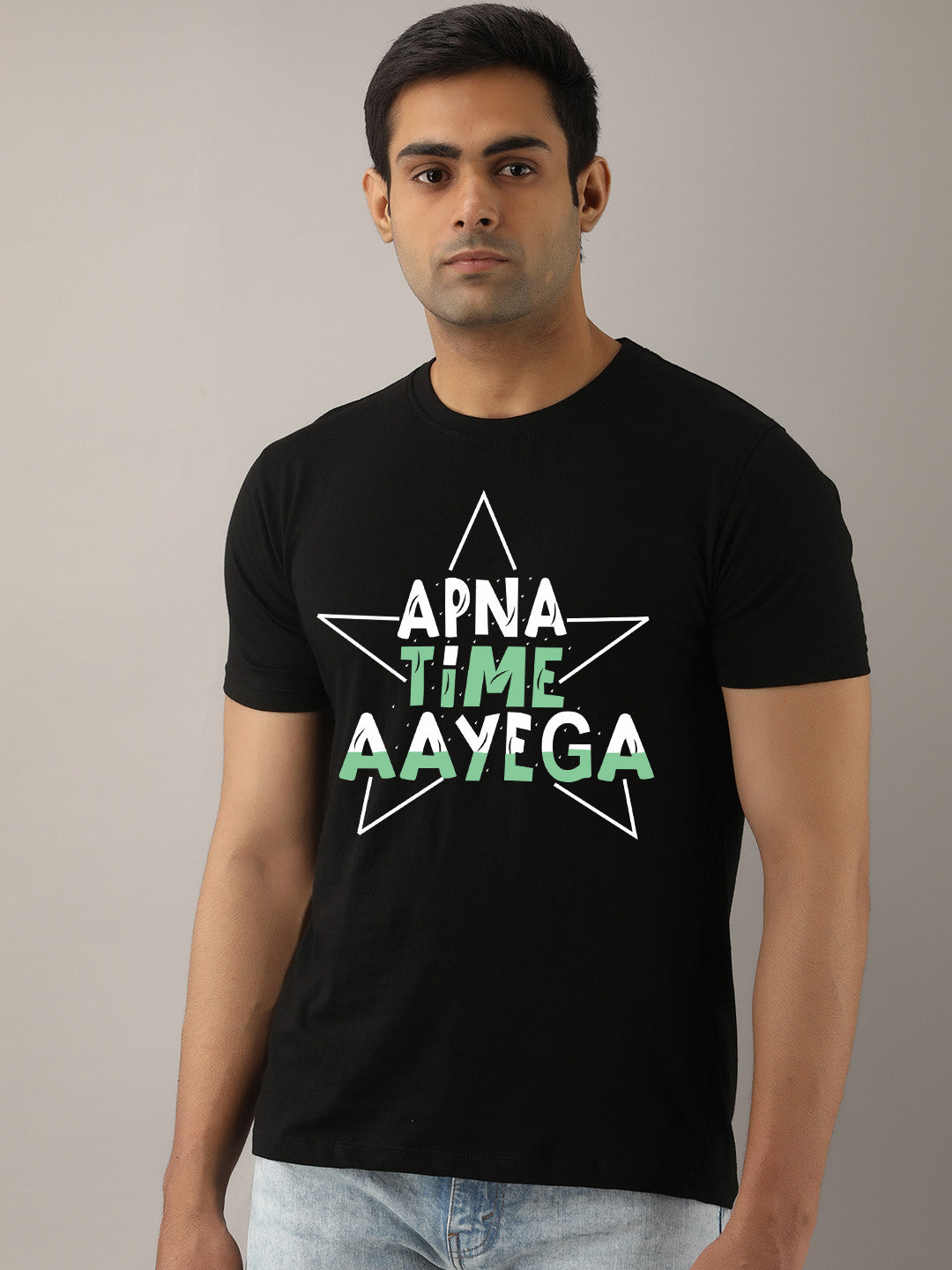 Apna Time Aayega Black T-Shirt