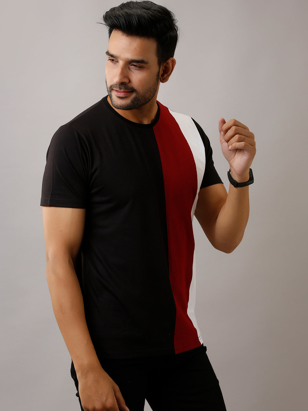Cb Black Maroon White T-Shirt