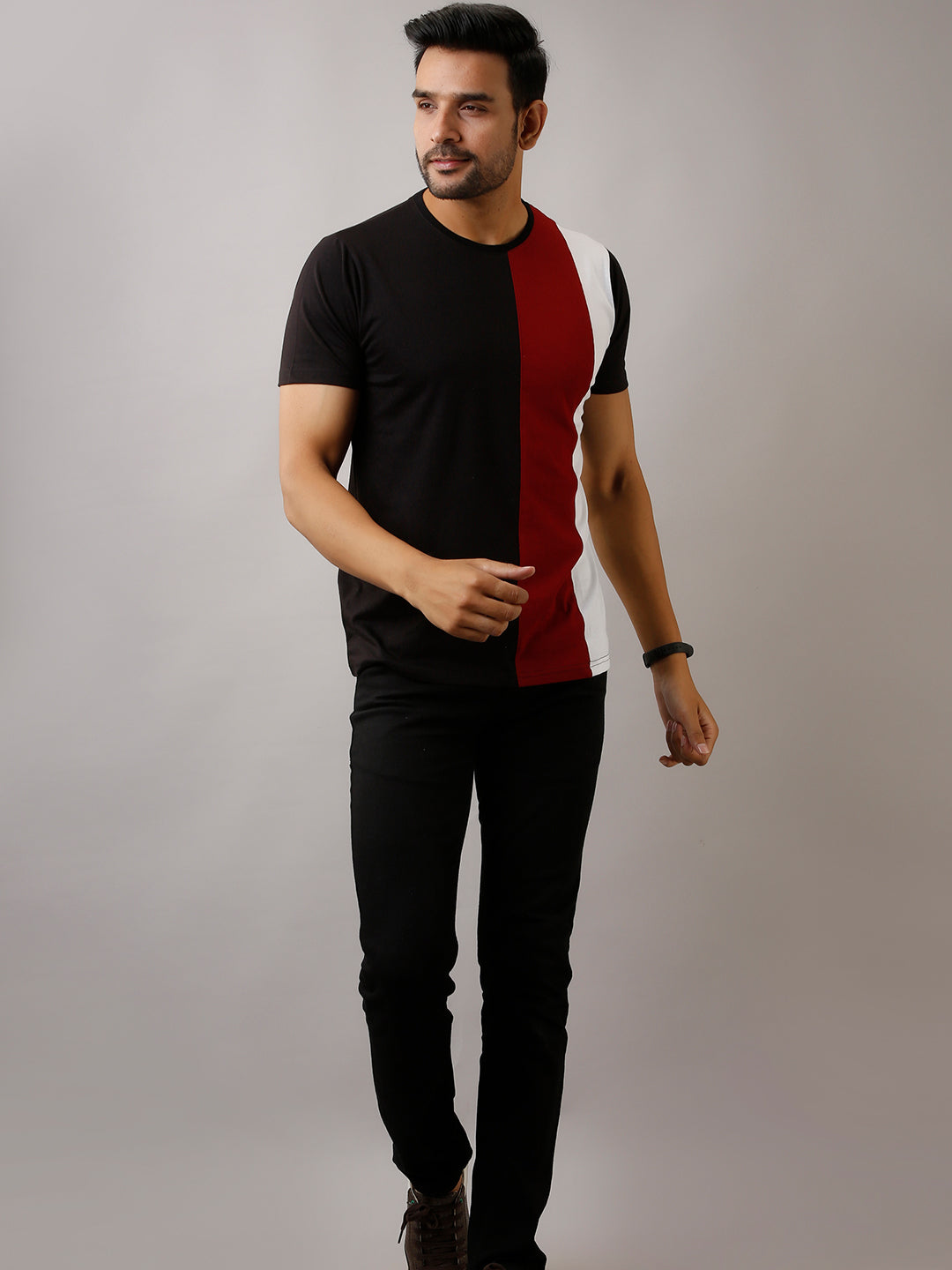 Cb Black Maroon White T-Shirt