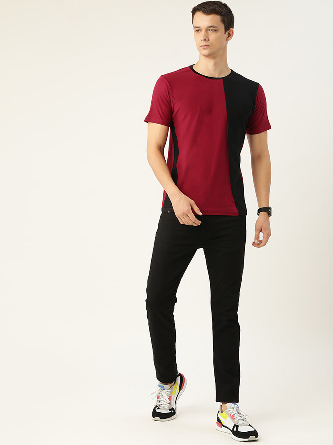 Cb Maroon Black T-Shirt