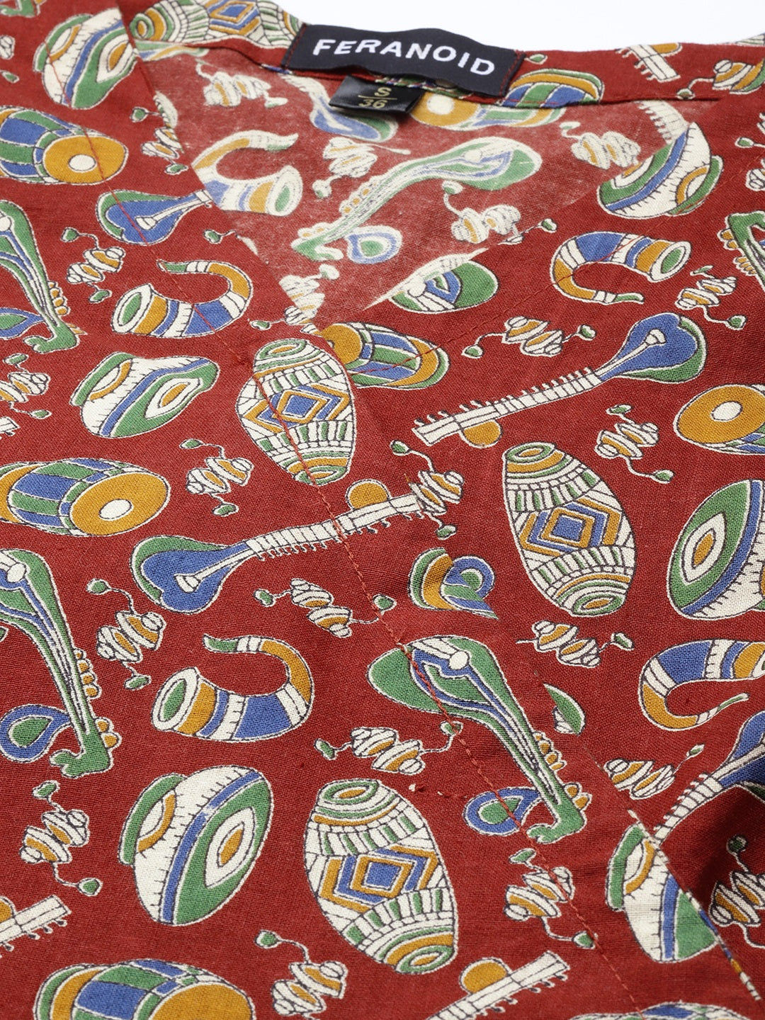 COTTON PRINTED MAROON SHORT TUNIC