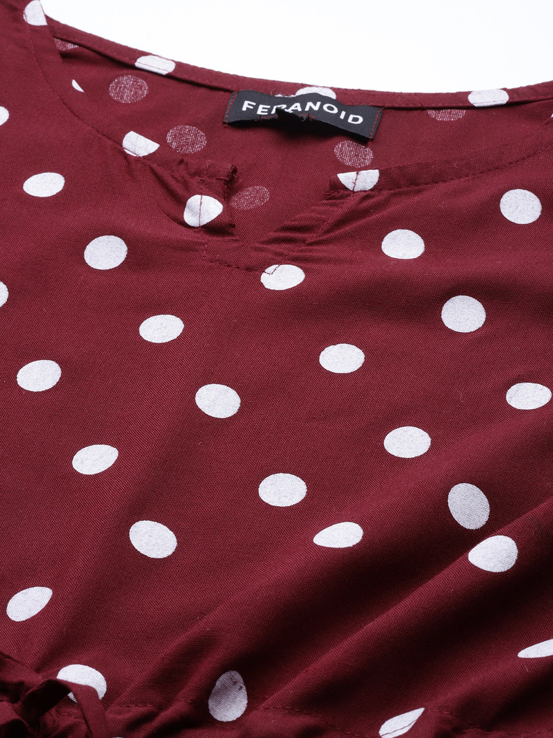 WOMEN MAROON RAYON PRINTED KAFTAN TUNIC